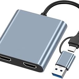 USB & USB Type C to Dual Port Hdmi Adapter | Hdmi Splitter Extender Supports Both Windows,Mac OS for Dual Video Monitor Extended Display-28