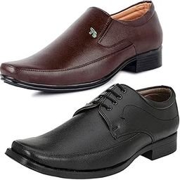 Latest Trendy Formal Shoes/Party Shoes/ 2 Shoes Combo with Free Belt for Men and Boys (BAZAAR9037_VTR002-Bdr-Blk-2006-Bdr) Multicolor-image-102