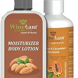 Moisturizer Body Lotion & Face Wash Set - Hydrating Almond Oil, Cocoa & Mango Butter for Dry Skin - Papaya & Cucumber Facewash for Tan Removal & Glow - Paraben Free - 200g & 150ml-picture-12