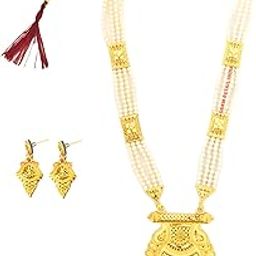 SNKM City Gold Choker Necklace Set for Women | Traditional Gold Plated Jewellery (Single Necklace & Earrings, 28 cm Dimension, Pack of 1)-image-8