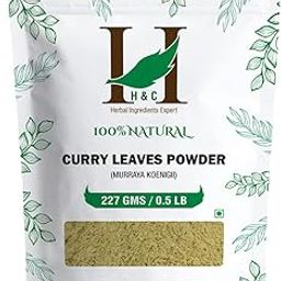 H&C Herbal Ingredients Natural Curry Leaves Powder - 227 Gm for Eating & Drinking to Grow Long, Strong and Shiny Hair & Manage Diabetes and Cholesterol | Also Known As Kadi Patta, Murraya Koenigii, Sweet neem leaves, Karivepaku, Karibevu-54