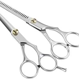 ATIMUNA 2pcs Professional Barber Hair Cutting and Thinning Scissors Set - Salon Quality Shears for Hairdressing, Styling, Bangs, Trimming, and Home Use-53