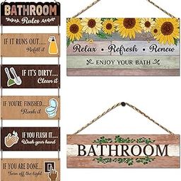 Chaka Chaundh Bathroom Wall Plaque - Set of 3 Vintage Wood Framed Posters With Quotes, Etiquette and Rules-image-99