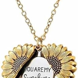 MARMORIS ECOM Sunflower 'You Are My Sunshine' Message Pendant Necklace, Golden Flower Necklace for Women & Girls, Unique Openable Locket with Chain, gift for her,girlfriend-image-40