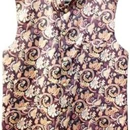 Men's Floral Modi Jacket, Sleeveless Button-Up Vest, Purple and Gold-image-43