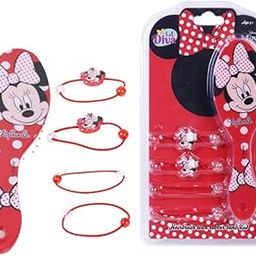 Li'l Diva Minnie Mouse Hair Brush Set - 1 Hair Brush And 4 Rubber Bands For Girls 3 Years And Above-image-38