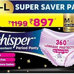 Whisper Super Absorbent Period Panty, 18 M-L Pants, 360 Degree Leakage Protection for Heavy Flow, Panty like Fit, Full back Coverage, Absorbs Heavy Gushes, Silky Soft, Comfortable Feel-image-42