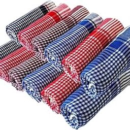 Pearl HOMEZ Cotton Kitchen Napkins, 18 x 18 inches, Pack of 12, Multicolor Check Design hygienic and Reusable.-2