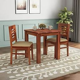DIA Chitra Furniture Solid Wood Two Seater Dining Set for Dining Room | Finish - Honey Finish | Cushion -Cream-image-66