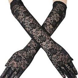 Women's Lace UV Sun Protection Cooling Arm Sleeve & Women Tattoo Cover Up Lace Sleeves, Fishnet Fashion Hand Gloves (1 Pair)_Black-picture-10