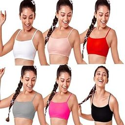 Desi Meow Sports Bra for Girls (Pack of 6) Cotton Full Coverage Beginners Gym Workout Slip Bra with Regular Activewear Training Bra 11 to15 Years Free Size 28-32 Multicolor-image-30