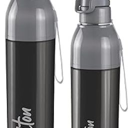 Milton Steel Convey 600/900 Insulated Inner Stainless Steel Water Bottle,Set of 2, 520 ml, 630 ml, Black | Leak Proof | BPA Free | Hot or Cold for Hours | Office | Gym | Hiking |Treking |Travel Bottle-image-80