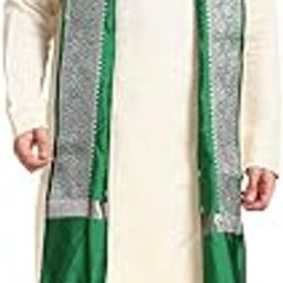 Men's Green & Silver Banarasi Silk Dupatta for Kurta/Sherwani/Achkan-image-76