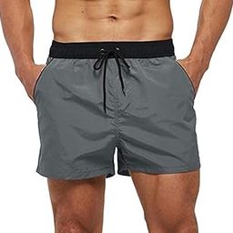 Men's Quick Dry Swim Shorts with Zip Pockets at the Back (Small, Grey)-image-22