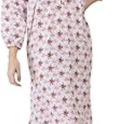 noty Women's- Maternity Nighty | Feeding Gown | Nursing Nighty | Maxi- Cotton Fabric- Floral Print Nighty | V Neck with Zip Closure | 3/4 Sleeves-picture-31