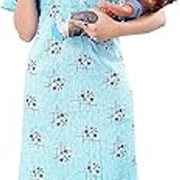 Feeding Nighty in Pure Fine Cotton with Buttons on Neck for Comfortable Wearing & 2 Side Zips for Feeding Purpose.-picture-4
