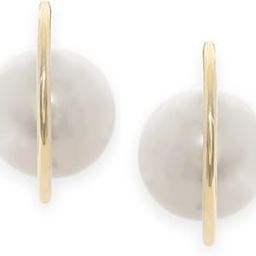 18K Gold-Plated Stainless Steel Tarnish-Free Waterproof Pearl Half Hoop Earrings for Womens & Girls-14