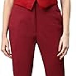 Women's Solid Waistcoat & Trousers Co-Ord Set for Women V Neck Button Closure Sleeveless with Pockets Ladies Cord Set Western Party Casual Wear for Girls (Maroon)-image-58