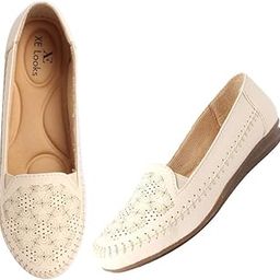 Women's Laser Cut Floral Slip-On Loafers | Stylish and Comfortable | Soft Faux Leather with Elastic Band for Easy Wear Loafers For Girls & Women-picture-4