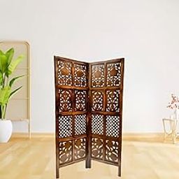 Store Nice Wooden Partition for Living Room,Room Divider 3 Panels,Partition Wall Divider,Wooden Screen Separator, Wall Panel Divider for (5 Feet 2 Panel) Hall Brown-image-77