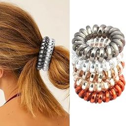 5 Pcs Multicolor Elastic Hair Bands Spiral Shape Ponytail Hair Ties Gum Rubber Band Hair Rope Telephone Wire Hair Accessories-image-26