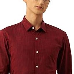 Men's Slim Fit Full Sleeve Formal Textured Solid Shirt | Festive Duo-Tone Colour | 100% Cotton-image-7