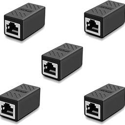 Atevon RJ45 Inline Coupler – Cat7/Cat6/Cat5e Ethernet Network Cable Extender Connector for Router, Modem, LAN, Black - Pack of 5-image-90