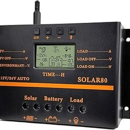 Solar Charge Controller MP80-80A PWM 12V 24V 1920W Solar Panel Charging Discharge Regulator with 5V USB Output Multip Circuit Protection Anti-Fall Durable ABS Housing Enhanced Heat Sink-5