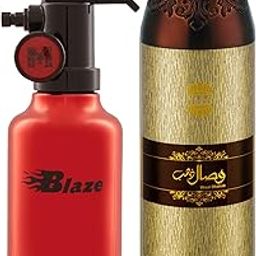 Maryaj Blaze Eau De Perfume Citrus Aromatic Perfume 100ml for Men and Ajmal Wisal Dhahab Deodorant Fruity Floral Fragrance 200ml for Men-12