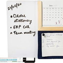 IVEI Warli Desk Calendar with Whiteboard, Pin Board & Pen Holder - Table Top Calendar Set - All-in-one Calendar Desk Organizer - Innovative Home Office Décor - White-Blue - 8" Inches-image-36