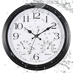 15 Inch Outdoor Clock, Black Metal-Frame Outdoor Clocks Waterproof, Silent Outdoor Wall Clock for Garden Patio Pool-picture-29