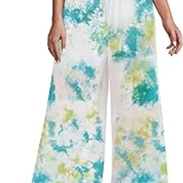 leriya fashion Womens Mid Rise Tie-Dye Loose Fit Flared Wide Leg Palazzo Pants | Relaxed Pants | Bottom-picture-48
