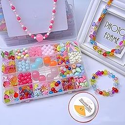 SYGA Plastic Beads for Kids Crafts Children's Jewelry Making Kit DIY Bracelets Necklace Hairband and Rings Craft Kits Birthday for 4, 5, 6, 7-Year-Old Little Girls(DIYBeadsSet-10) Multicolor-26