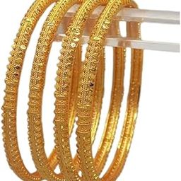 THI Beauty Exclusive Collection: 4 Piece 1-Gram Gold Colour Bangles - Unique Design for a Distinctive Look.-37