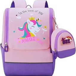 Latest Unicorn School Bag for Girls Baby Durable Water-Resistant Picnic Tutition Backpack Soft Shoulder Cute Printed Bags for Girl Kids 5-10 Years Old Birthday Deewali Gift Set-image-33