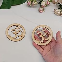 Curious Button 20 Pcs Wooden Om Symbol Cutouts for Crafts | 3 Inch Unfinished Pine MDF Om Sign for DIY, Wall Art & Spiritual Decor | Hindu Mandala Craft Base | Wooden Cutout Shapes-image-63