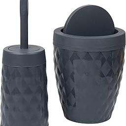 Mind Reader Trash Can and Toilet Brush Set, Bathroom Decor, Swivel Lid, Accessories, 8.75" W x 11.25" H, 2 Piece Set, Gray-image-22