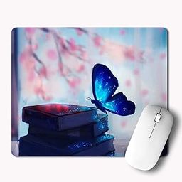 MM9E Non-Slip Blue Butterfly with Books Printed Mouse Pad for Gaming Computer, Laptop, PC Mouse Pad (Multicolor)-image-56