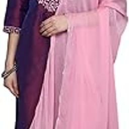 Burgundy Embroidered Silk Blend Straight Kurta With Trousers & Dupatta-image-36