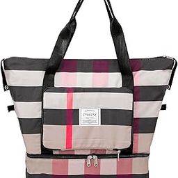 Travel Foldable Duffle Bag for Women Duffle Bags for Women Luggage, Foldable Vanity Traveling Bag, Waterproof Hand Bag for Ladies Personal Items (Red & Black)-image-69