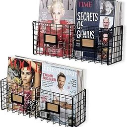 INDIAN DECOR. 28604 Wall Mounted Multi Purpose Metal Wire Baskets - Magazine Racks Organizer Holder - Wall Mounted Storage - Space Saving Design Set of 2 Black-image-92