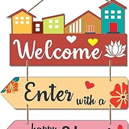 Artvibes Welcome Home Quote Decorative Wall Art MDF Wooden Wall Hanger for Living Room | Bedroom | Home Decor | Gifts | Wood Decoration Items | Artworks Hangings (WH_5805N), Set of 3-image-77