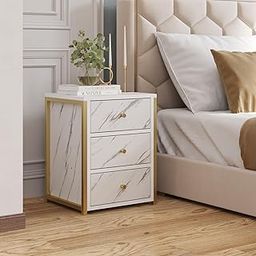 HOME CUBE Bedside Table with Storage 3 Drawer Side Table Night Stand End Table Organiser Space Saver Storage Organizer for Living Room Bedroom Hallway Marble Texture Top Design (BST-013)-picture-21
