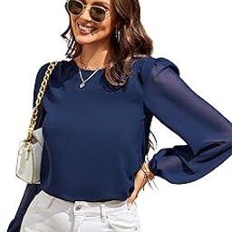 Women's Georgette Regular Fit Blue Top-image-20