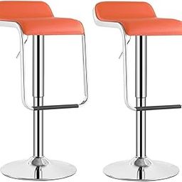 FURNITURE FIRST Imported Bar Stool (High Chair) for Kitchen, Home. 360* Degree Swivel Rotation, Height Adjustable with Chrome Base Set of (Pack of) 2. Style Omega Orange-picture-0