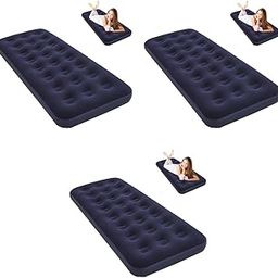 Proberos® Air Mattress for Camping Road Trip Tent Home Double Side Inflatable Sleeping Bed Packable Flock Coated Waterproof PVC 73x30x8in Navy Blue 3PCS-image-58