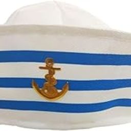 BookMyCostume Kids Sailor Cap Captain Marine Cap Fancy Dress Costume Accessory Free Size Blue/White-image-3