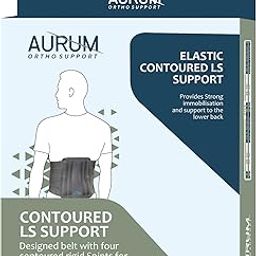 Aurum Elastic Contoured LS Support Waist Belt For Lower Back Pain Relief, Sprain, Strain & Posture Correction | Lumbar Support Adjustable Belt For Men & Women, M Size, Black-image-1