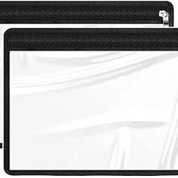 FRENYEAR Transparent Makeup Bags Cosmetic Makeup Bags | Clear PVC with Zipper Pouch Portable Travel Accessories Pouch (32 X 24 CM (Pack of 2), Black)-image-29
