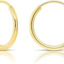 14k Yellow Gold Round Endless Hoop Earrings - 10-18mm-image-56